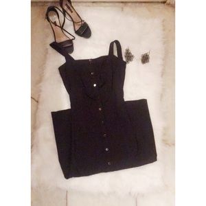 Button down black midi dress